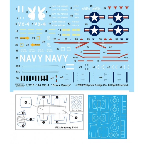 1/72 F-14A Tomcat Decals Part.1 - VX-4 Evaluators "Vandy 1" for Academy kits