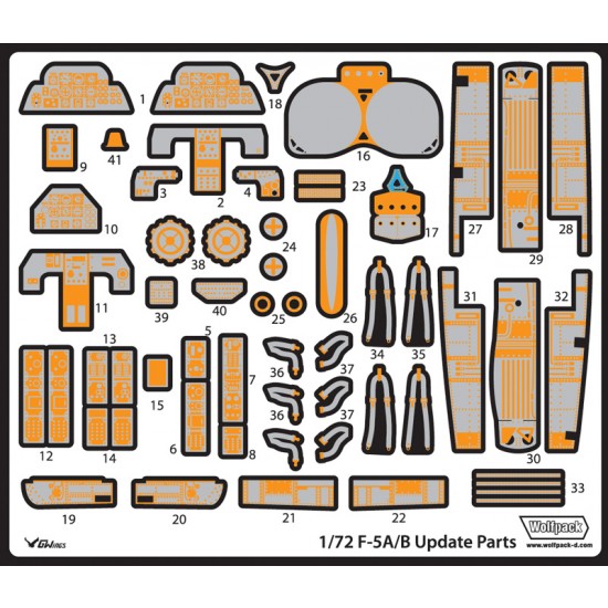 1/72 F-5A/B Freedom Fighter Detail-up Photo-Etched set for Italeri kit (40+ PE Parts)