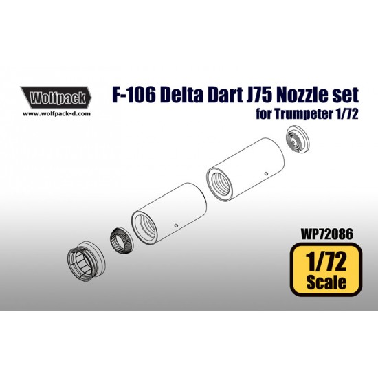 1/72 F-106 Delta Dart J75 Engine Nozzle set for Trumpeter kits