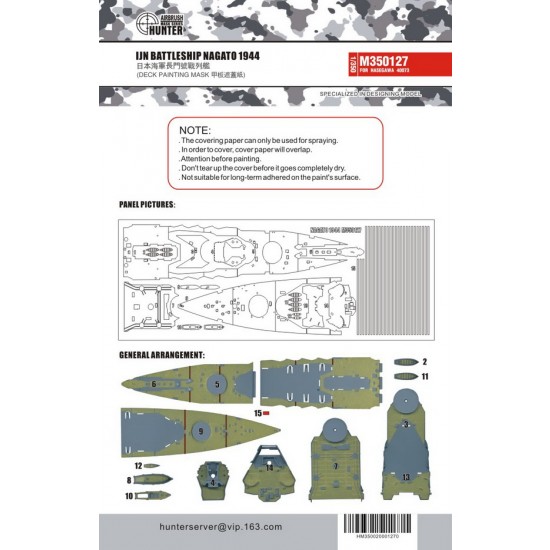 1/350 IJN Battleship Nagato 1944 Deck Paint Masking for Hasegawa kit #40073