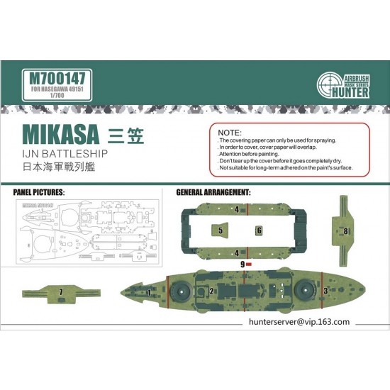 1/700 Japanese Battleship Mikasa Deck Paint Mask for Hasegawa kit #49151