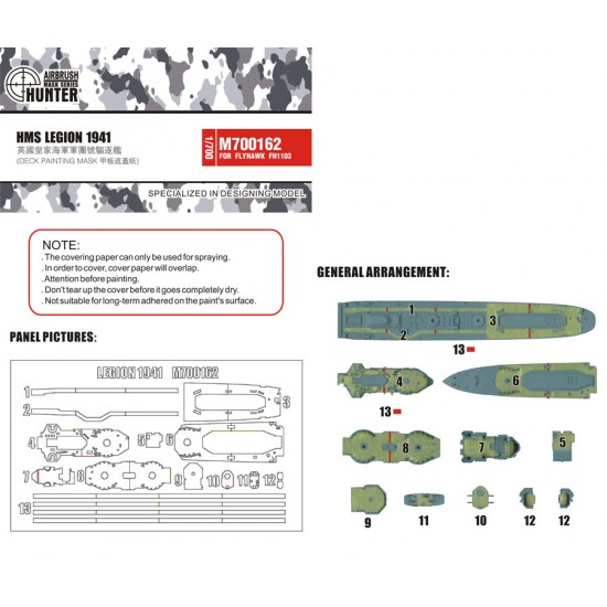 1/700 HMS Legion 1941 Deck Paint Mask for Flyhawk kit #1103
