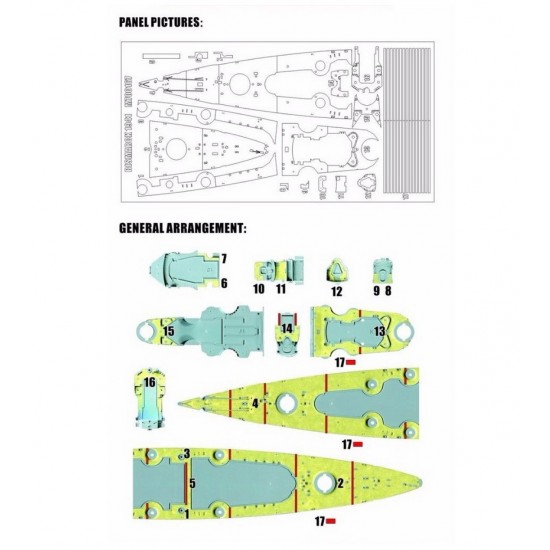 1/700 German Bismarck 1941 Deck Painting Mask for Flyhawk kit #FH1132