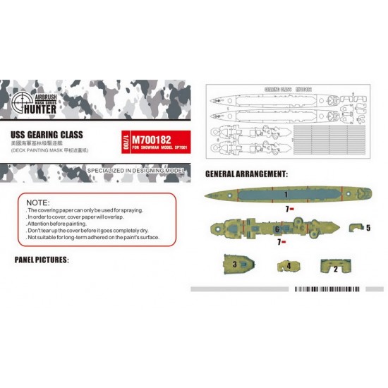 1/700 USS DD-742 Frank Knox & DD-831 Goodrich Deck Paint Masking for Snowman #SP-7001