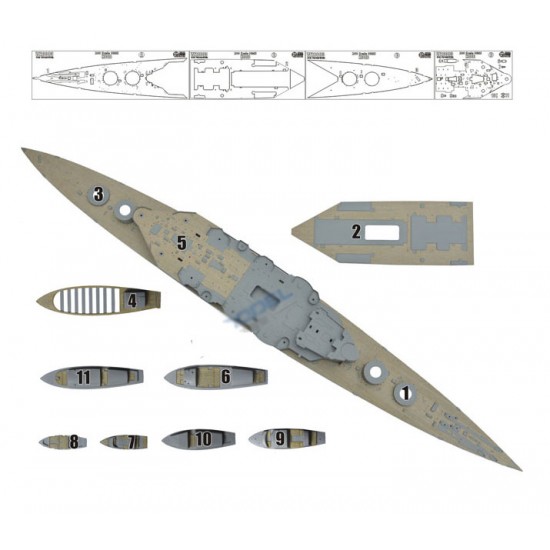 1/200 HMS Hood Battlecruiser Wooden Deck for Trumpeter kit #03710