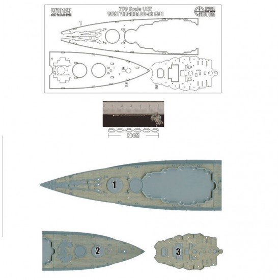 1/700 USS West Virginia BB-48 1941 Wood Deck for Trumpeter kit #05771