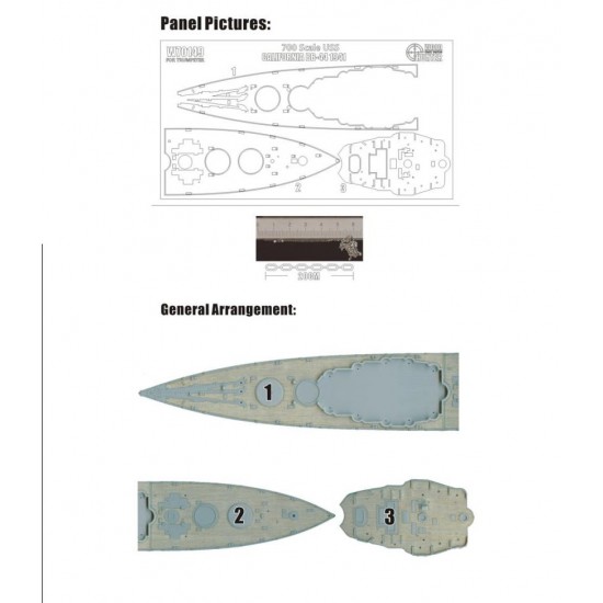 1/700 USS California BB-44 1941 Wooden Deck for Trumpeter kit #05783