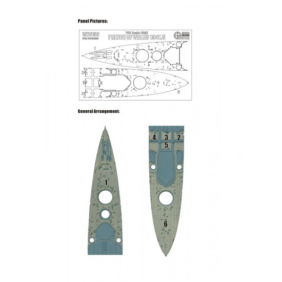 1/700 HMS Prince of Wales 1941.5 Wooden Deck for Flyhawk kit #FH1153