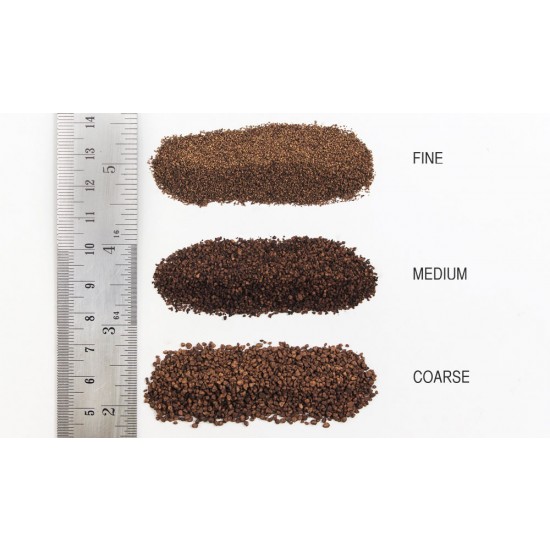 Roadbed/Track-Bed - DK. Brown Medium Ballast (coverage area = 21.6 in3 / 353 cm3)