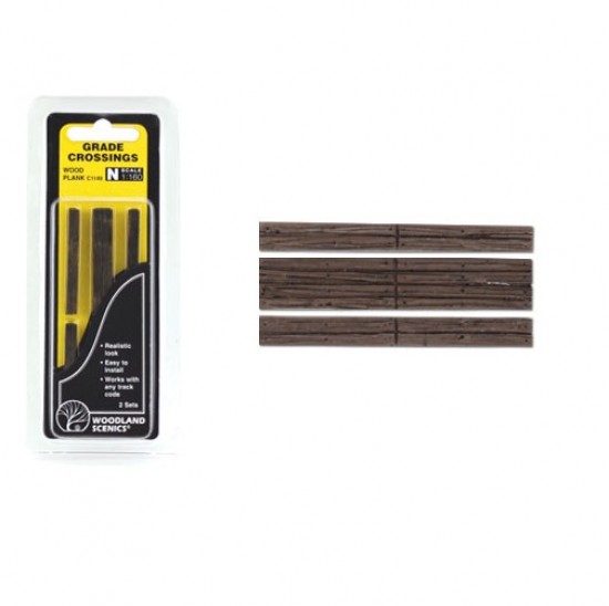 1/160 (N Scale) Wood Plank Grade Crossing (2 sets)