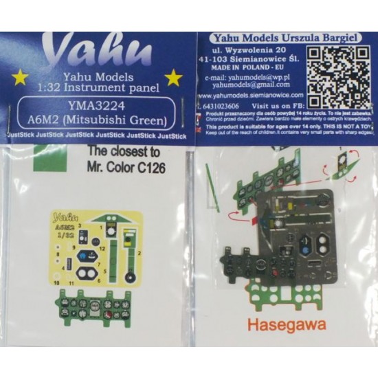 1/32 A6M2 (Mitsubishi Green) Instrument Panel for Hasegawa kits