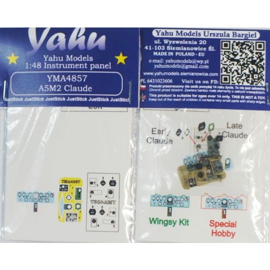 1/48 Mitsubishi A5M2 Claude Instrument Panel for Fine Molds/Wingsy Kits