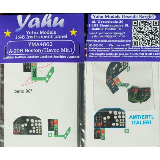 1/48 Douglas A-20B Boston/Havoc I Instrument Panel for Italeri kits