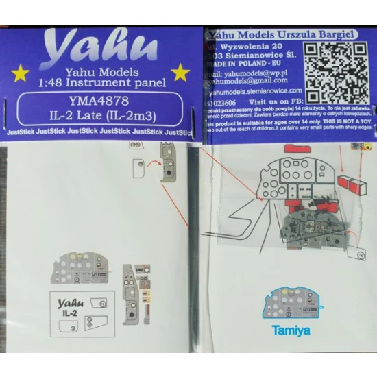 1/48 Ilyushin IL-2 Late (IL-2m3) Instrument Panel for Tamiya kits
