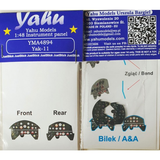 1/48 Yakovlev Yak-11 Instrument Panel for Bilek/A&A kits