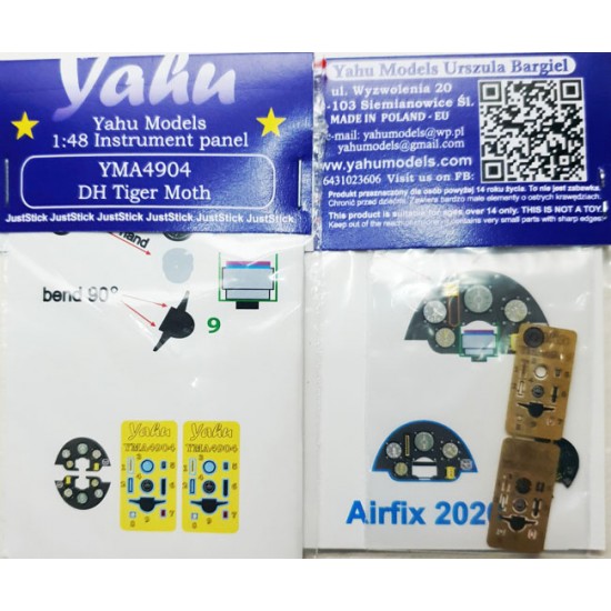 1/48 DH Tiger Moth Instrument Panel Detail Set for Airfix kits