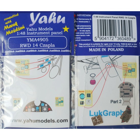 1/48 RWD-14 Czapla Instrument Panel for LukGraph kits