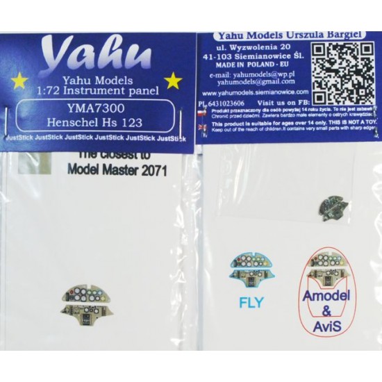 1/72 Henschel Hs 123 Instrument Panel for Fly/Amodel/Avis kits