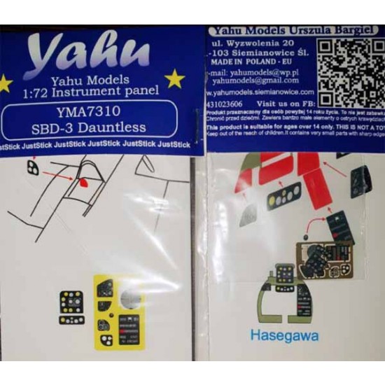 1/72 Douglas SBD Dauntless Instrument Panel for Hasegawa kits