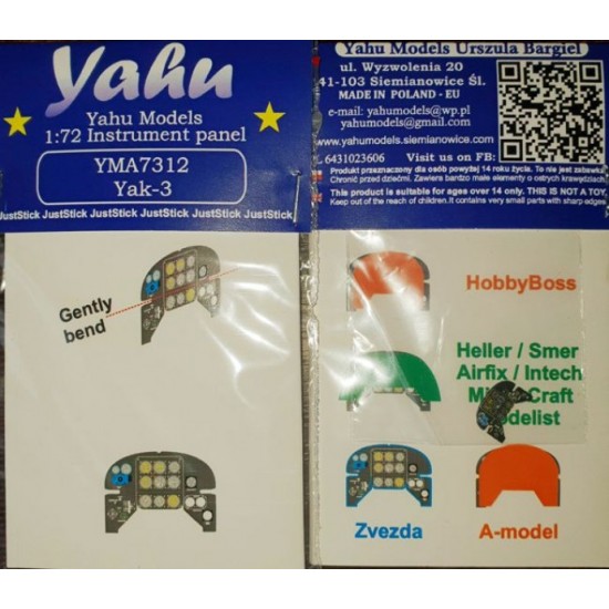 1/72 Yakovlev Yak-3 Instrument Panel for Zvezda kits