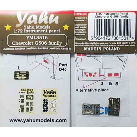 1/35 Chevrolet G506 Family / G7107 Instrument Panel for ICM kits