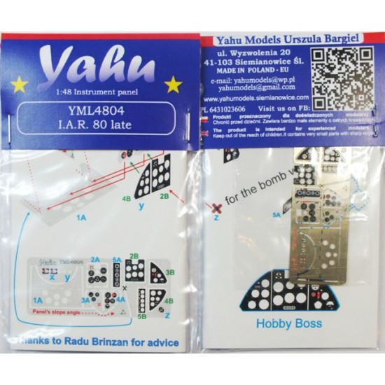 1/48 I.A.R. 80 Late Instrument Panel for Hobby Boss kit
