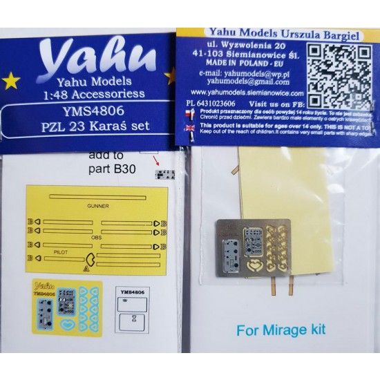 1/48 PZL P.23 Karas Detail set for Mirage kits