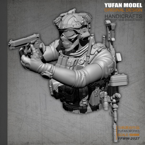 50mm Scale US SEAL Assault Team Skull Face Mask Man (resin bust)