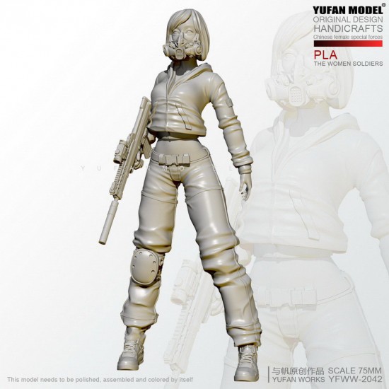 1/24 Female Soldier w/Gas Mask
