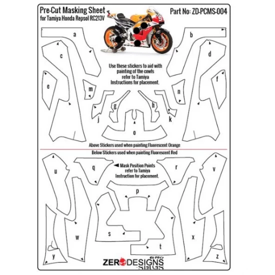 1/12 Repsol Honda RC213V Pre-Cut Masking Sheet for Tamiya kit #14130