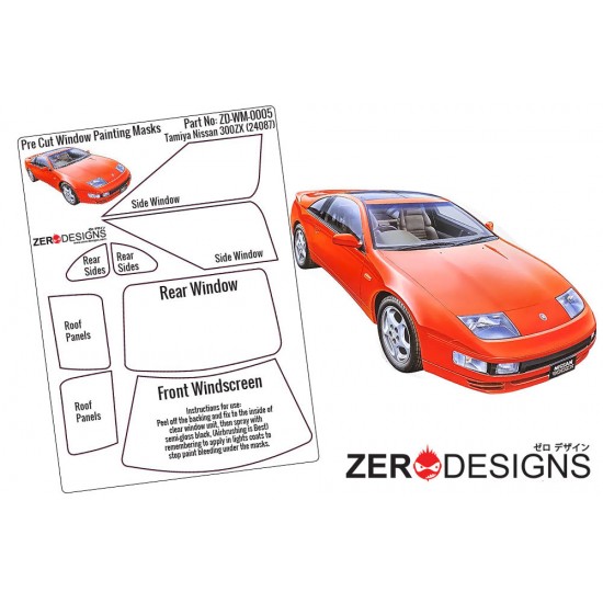 1/24 Nissan 300ZX Window Pre-Cut Painting Masks for Tamiya kit #28087