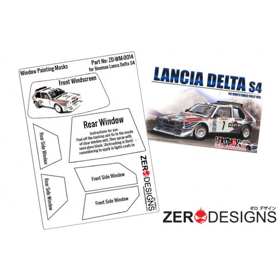 1/24 Lancia Delta S4 Rally Window Pre-Cut Painting Masks for Beemax kits