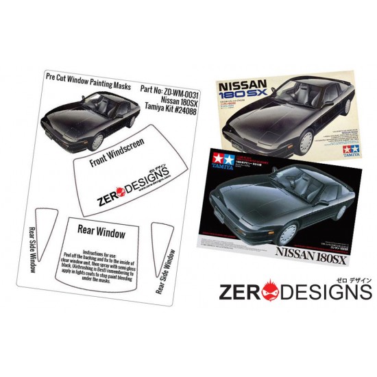 1/24 Nissan 180SX Window Pre-Cut Painting Masks for Tamiya kits #24088 - 89727