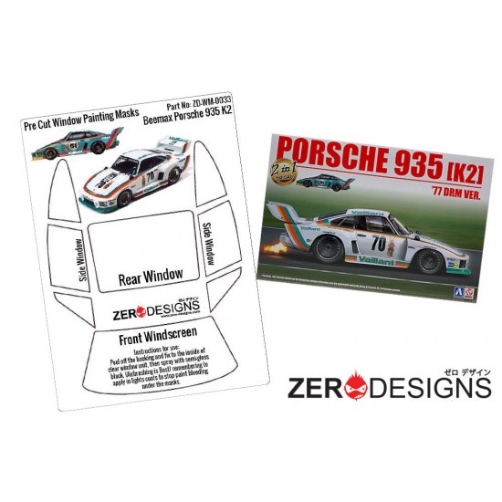 1/24 Porsche Kremer 935 K2 Window Pre-Cut Painting Masks for Beemax kits