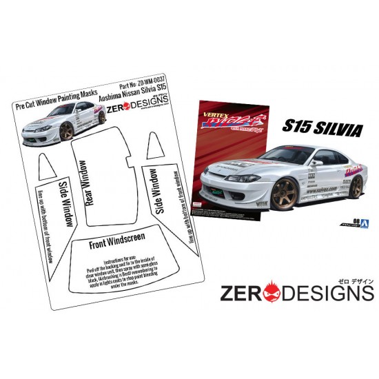 1/24 Nissan Silvia S15 Window Pre-Cut Painting Masks for Aoshima kits