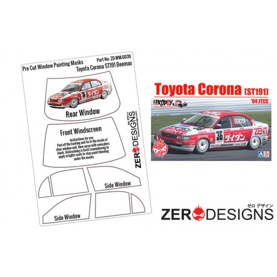 1/24 Toyota Corona ST191 Window Pre-Cut Painting Masks for Beemax kits