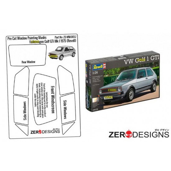 1/24 Volkswagen Golf GTI Mk1 Pre Cut Window Painting Masks for Revell kits