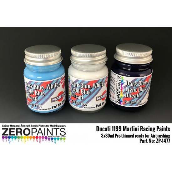 Ducati 1199 Martini Racing Paints 3x30ml for Hobby Design Decals HD04-0150