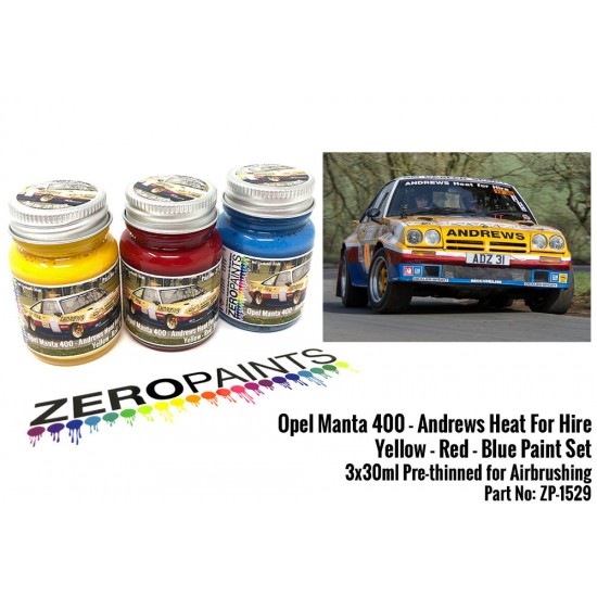 Opel Manta 400 Group B - Andrews Heat for Hire - Yellow, Red and Blue Paint Set 3x30ml