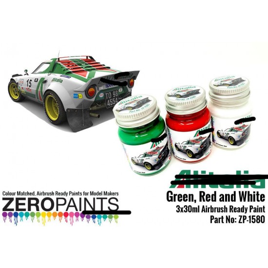 Alitalia (Lancia) Green, Red and White Paint Set (3 x 30ml)