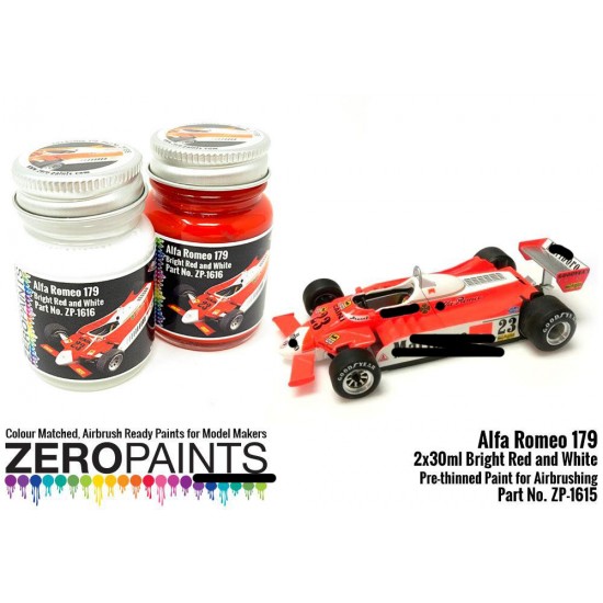 Alfa Romeo 179C Fluorescent Red and White Paint Set (2 x 30ml)