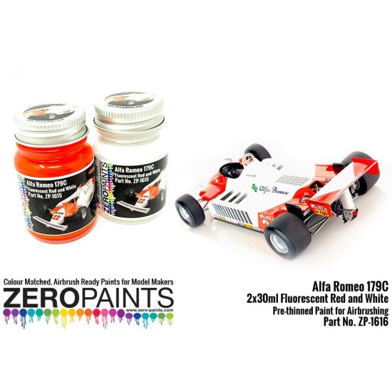 Alfa Romeo 179 Bright Red and White Paint Set (2 x 30ml)