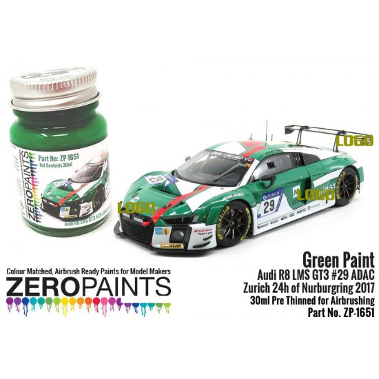 Audi R8 LMS GT3 #29 ADAC Zurich 24h of Nurburgring 2017 Green Paint - 30ml