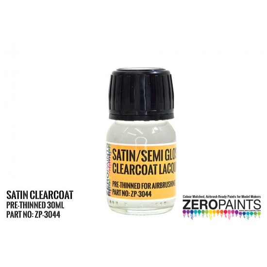 Satin (Semi Gloss) Clearcoat Lacquer (30ml) Pre-Thinned for Airbrushing