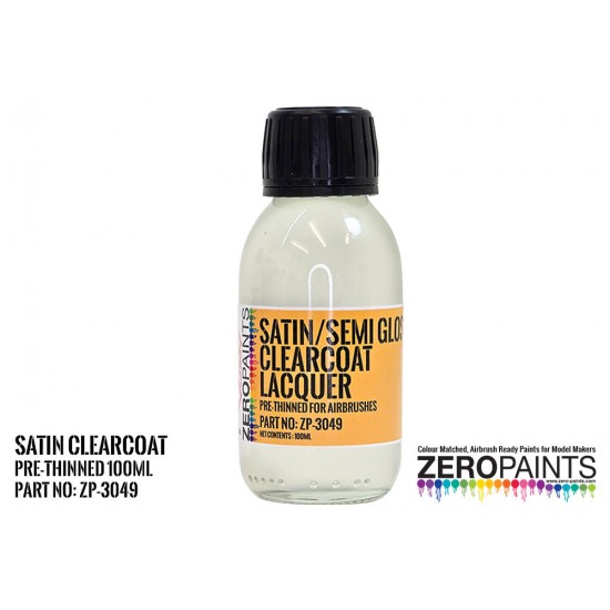 Satin (Semi Gloss) Clearcoat Lacquer (100ml) Pre-Thinned for Airbrushing