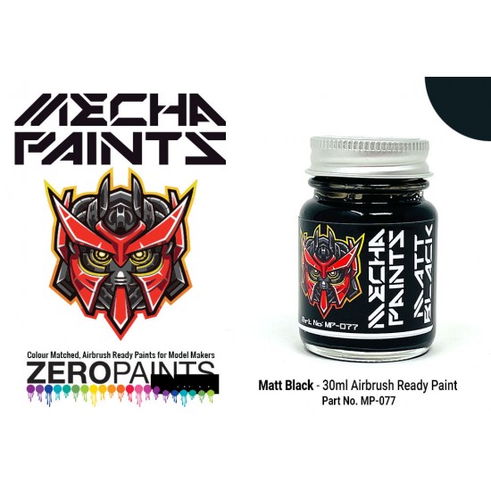 Mecha Paint - Matt Black (30ml, pre-thinned ready for Airbrushing)