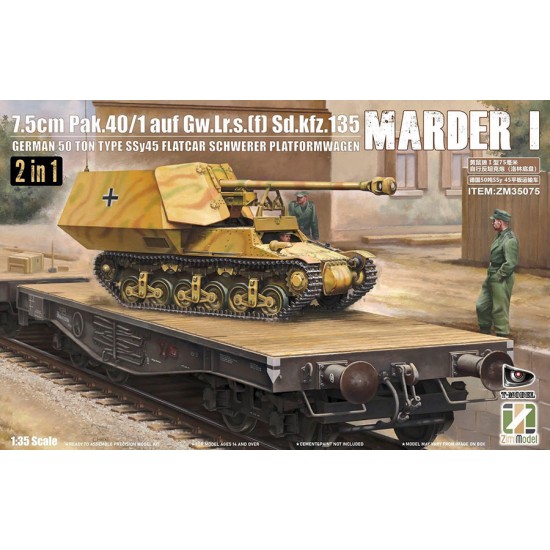 1/35 Marder I 7.5cm Pak40/1 auf Sd.Kfz.135 and German 50t SSy45 Flatcar Schwerer