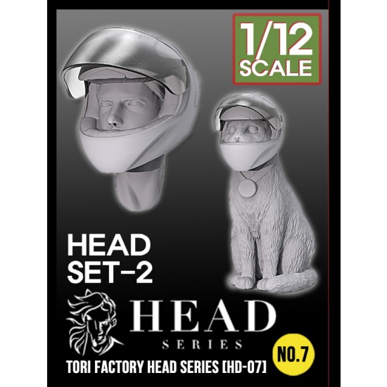 1/12 Head Series Vol.7 - Human Head w/Motorcycle Helmet & A Cat Biker