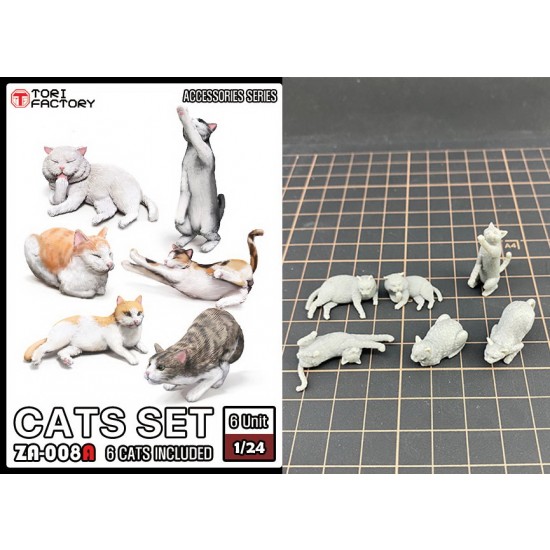 1/24 Cats Set (6 resin cats)