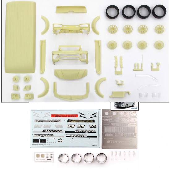 1/24 Hiace S.A.D Custom Stinger J High Roof Transkit parts for Aoshima kit